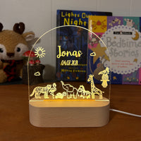 animal personalized night lamp for kids with custom name and date