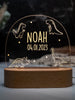 dinosaur personalized night lamp for kids with custom name and date