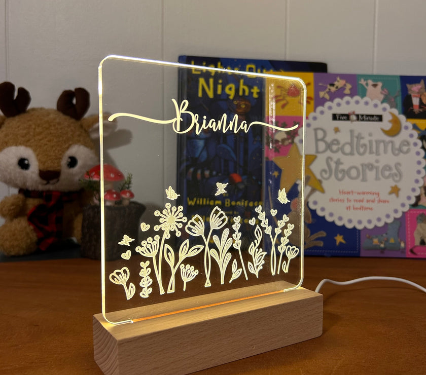 floral decorative acrylic personalized night lamp for kids 