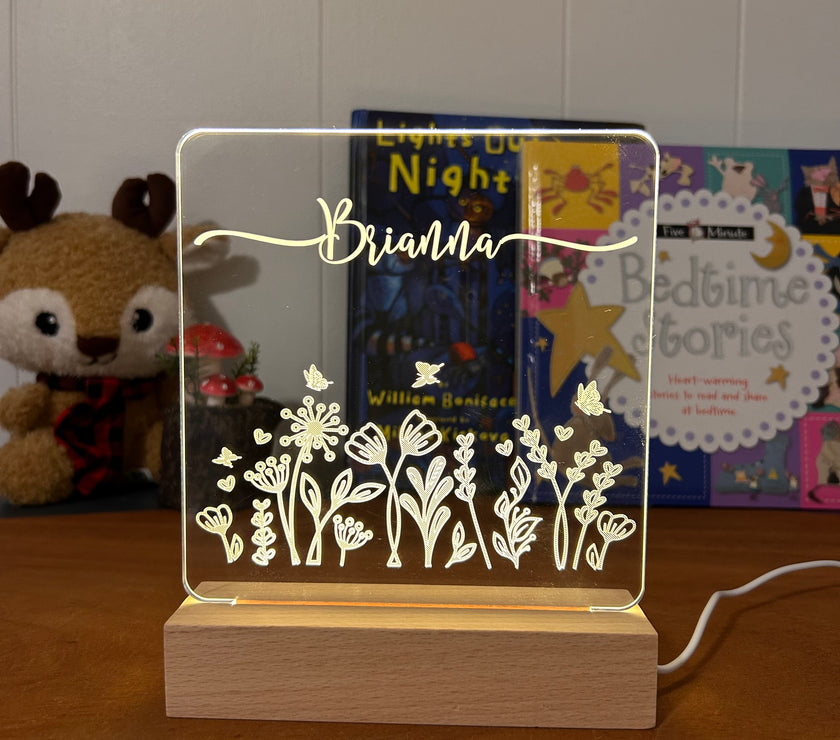 floral decorative acrylic personalized night lamp for kids 