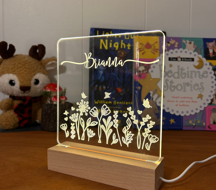 floral decorative acrylic personalized night lamp for kids 