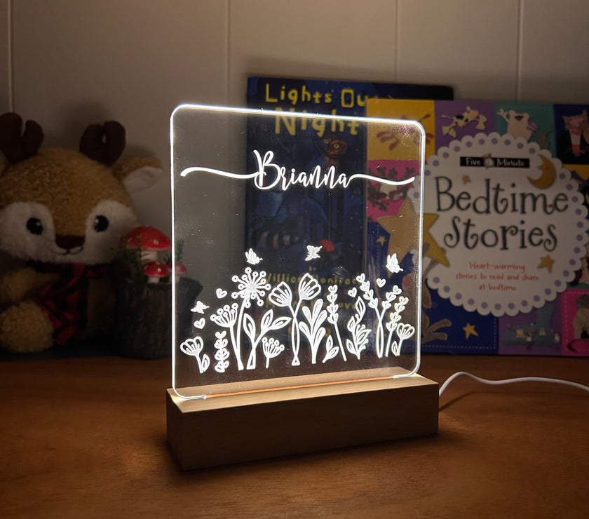 floral decorative acrylic personalized night lamp for kids 