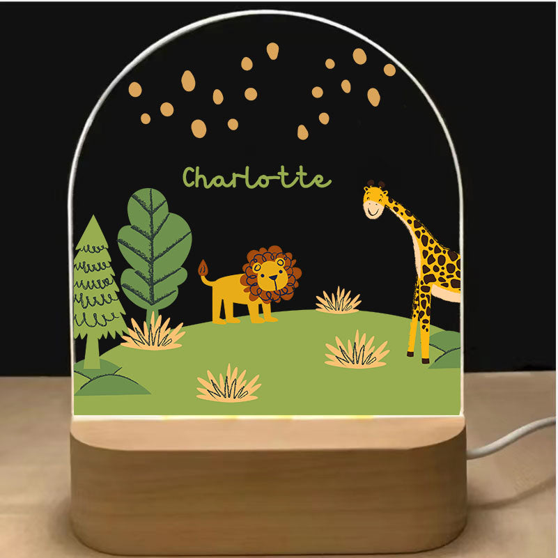 lion and giraffe animal  customized night light for nursery