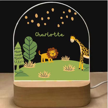 lion and giraffe  animal customized night light for nursery