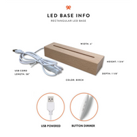 Rectangular LED base with USB cord