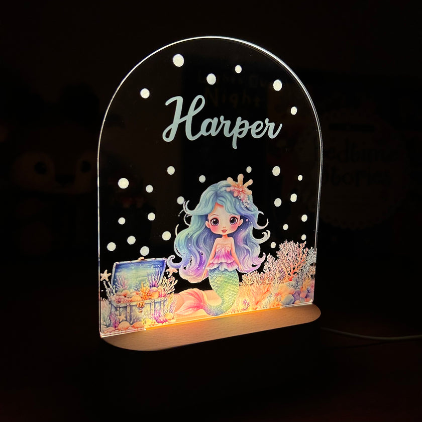 Mermaid decorative acrylic personalized night lamp for kids 