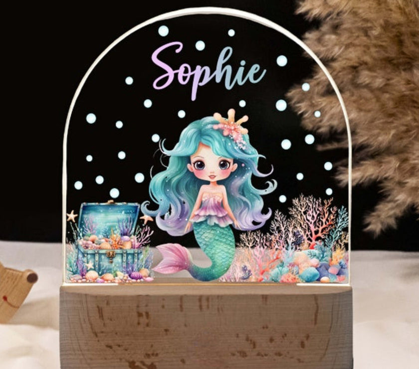 Mermaid decorative acrylic personalized night lamp for kids 