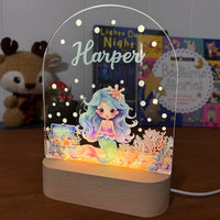 Mermaid decorative acrylic personalized night lamp for kids 