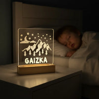 Personalized Mountain Night Light Custom Name Kids Bedside Lamp - Custom Table Lamps