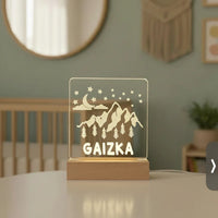 Personalized Mountain Night Light Custom Name Kids Bedside Lamp - Custom Table Lamps
