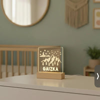 Personalized Mountain Night Light Custom Name Kids Bedside Lamp - Custom Table Lamps