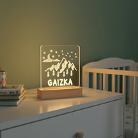Personalized Mountain Night Light Custom Name Kids Bedside Lamp - Custom Table Lamps