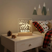 Personalized Mountain Night Light Custom Name Kids Bedside Lamp - Custom Table Lamps