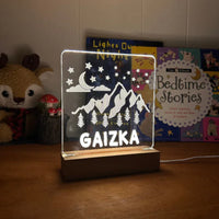 Personalized Mountain Night Light Custom Name Kids Bedside Lamp - Custom Table Lamps