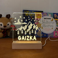 Personalized Mountain Night Light Custom Name Kids Bedside Lamp - Custom Table Lamps