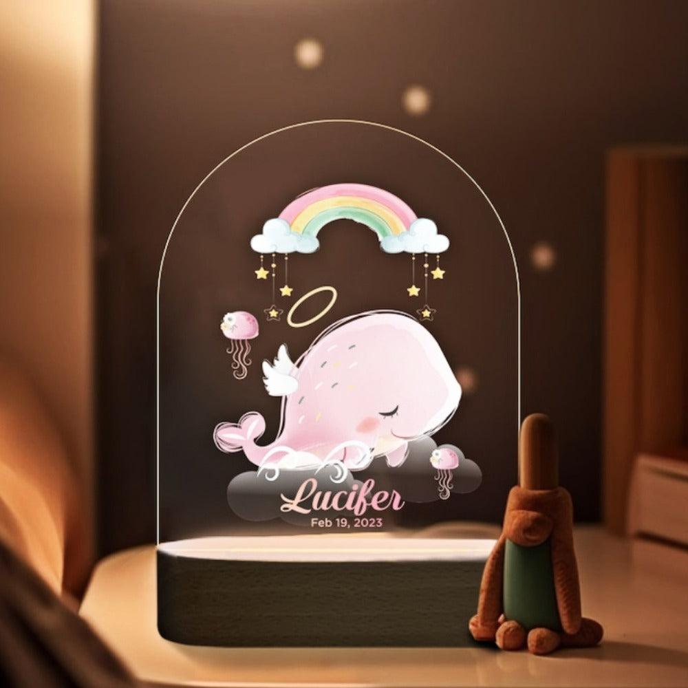 pink whale personalized night light