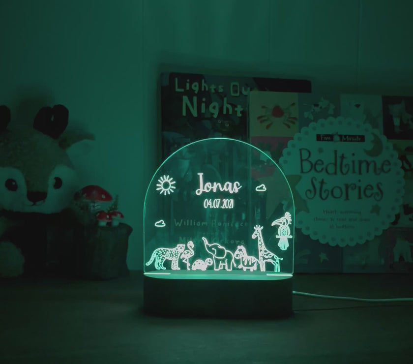 Line-drawn Safari Animals - Personalized Night Light