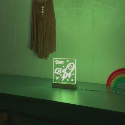 Rocket ship personalized night light video