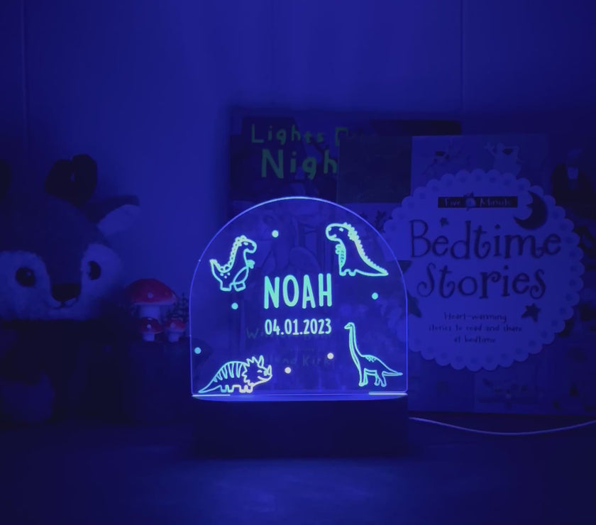 Line-drawn dinosaurs - Personalized Night Light