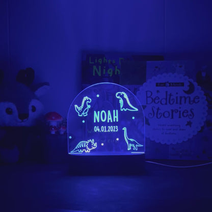 Line-drawn dinosaurs - Personalized Night Light