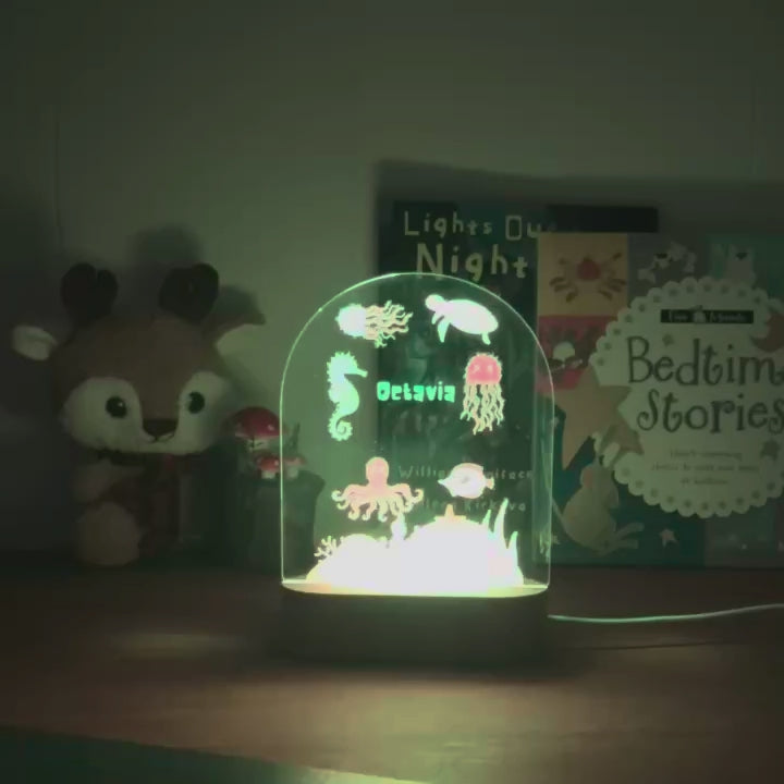 Personalized sea creature night light with custom name for kids bedtime and nursery