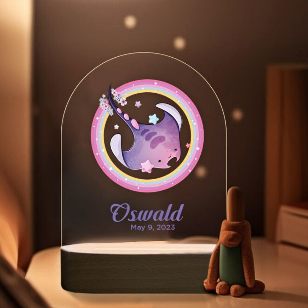 purple stingray personalized night light