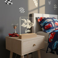 Race Car Personalized Night Light Custom Name Lamp for Kids Bedroom - Custom Table Lamps