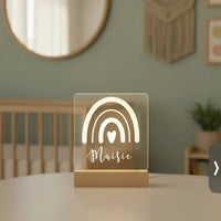 Personalized Rainbow Night Light Custom Name Kids Bedside Lamp - Custom Table Lamps