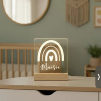 Personalized Rainbow Night Light Custom Name Kids Bedside Lamp - Custom Table Lamps
