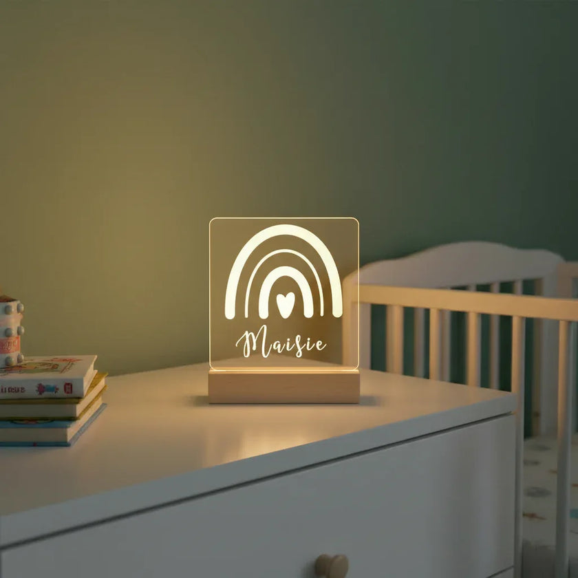 Personalized Rainbow Night Light Custom Name Kids Bedside Lamp - Custom Table Lamps