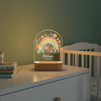 Personalized Rainbow and Flowers Night Light Custom Name Kids Lamp - Custom Table Lamps