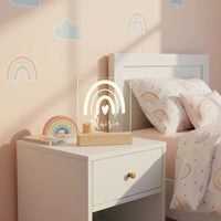 Personalized Rainbow Night Light Custom Name Kids Bedside Lamp - Custom Table Lamps