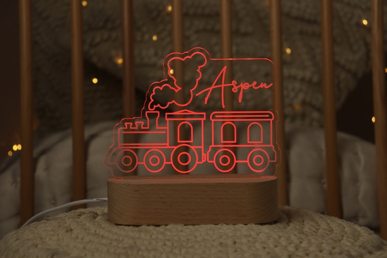 Train personalized night lamp with the child's name