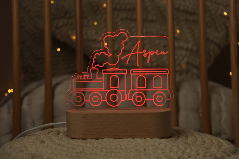 red train custom night light 