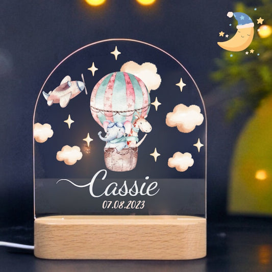 rocket and air balloon personalized night light