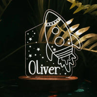 Rocket and Stars - Personalized Night Light - Custom Table Lamps