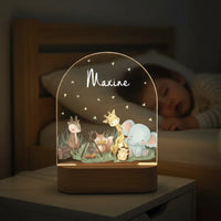 Personalized Woodland Animal Night Light for Kids Custom Name Bedtime Lamp - Custom Table Lamps