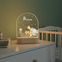 Personalized Woodland Animal Night Light for Kids Custom Name Bedtime Lamp - Custom Table Lamps