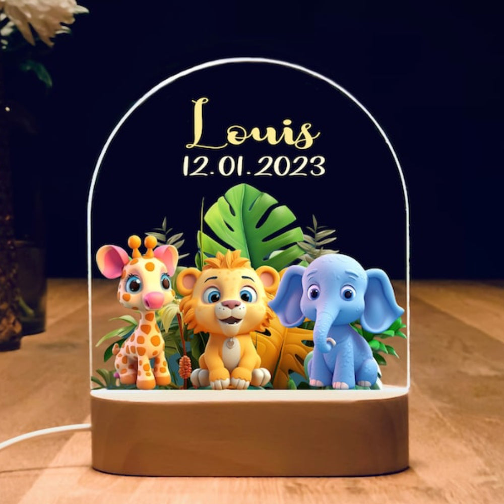 safari animal personalized night light 