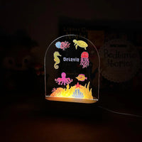 Personalized Sea Creature Night Light for Kids Custom Name Bedside Lamp - Custom Table Lamps