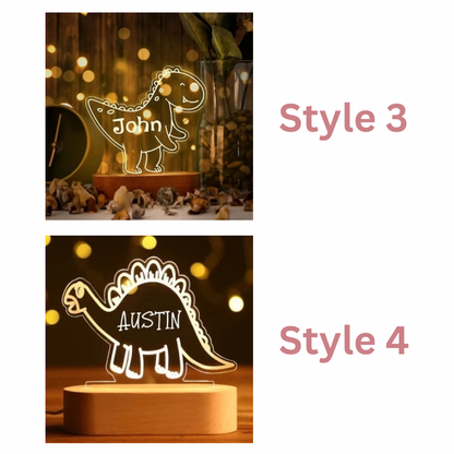 Dinosaur personalized night light second grid options.