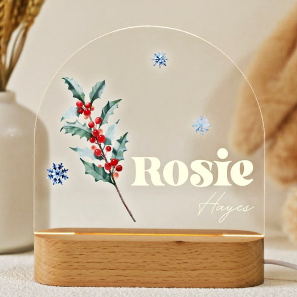 snow flakes and leaf flower custom floral name light pg