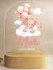 Teddy bear engraved night light for kids with name and date