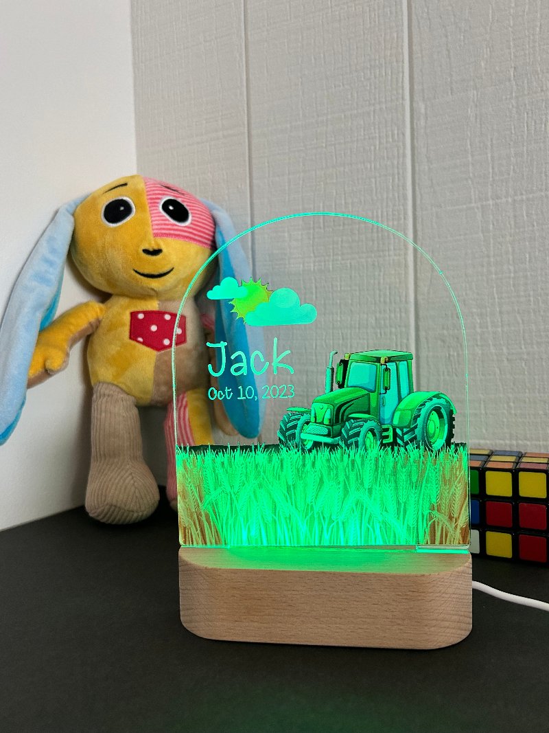 Personalized night light tractor