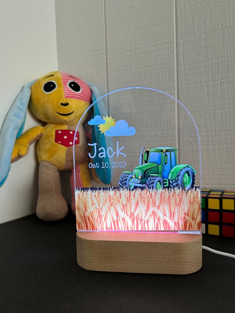 tractor personalized night light 