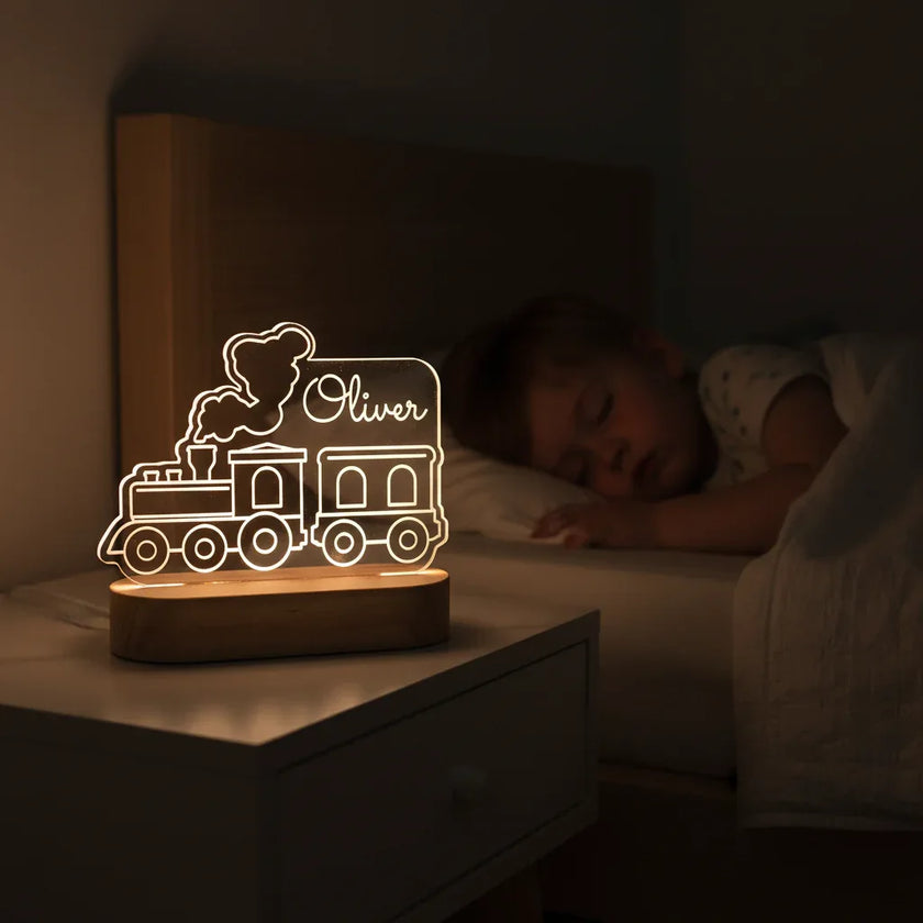 Personalized Train Night Light Custom Name Lamp for Kids Bedroom - Custom Table Lamps
