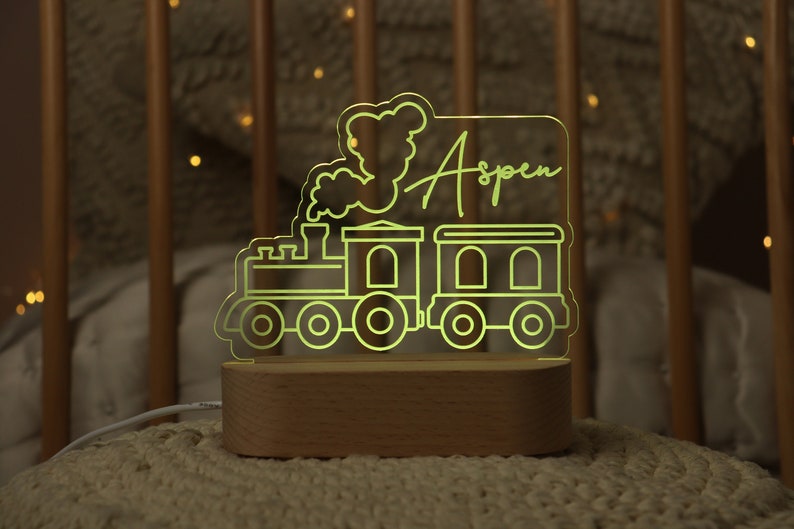 Train personalized night lamp with the child's name