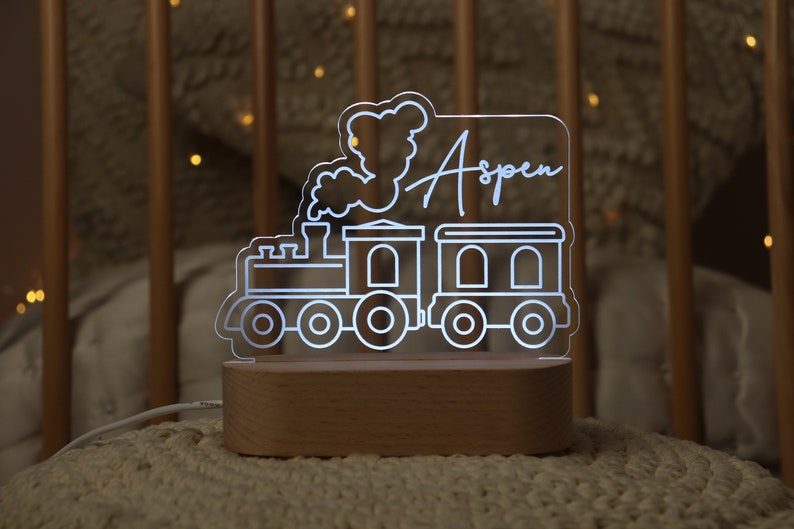 Train personalized night lamp with the child's name