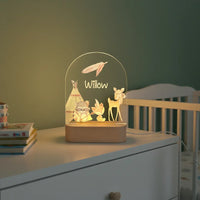 Personalized Woodland Teepee Night Light for Kids Custom Name Bedside Lamp - Custom Table Lamps